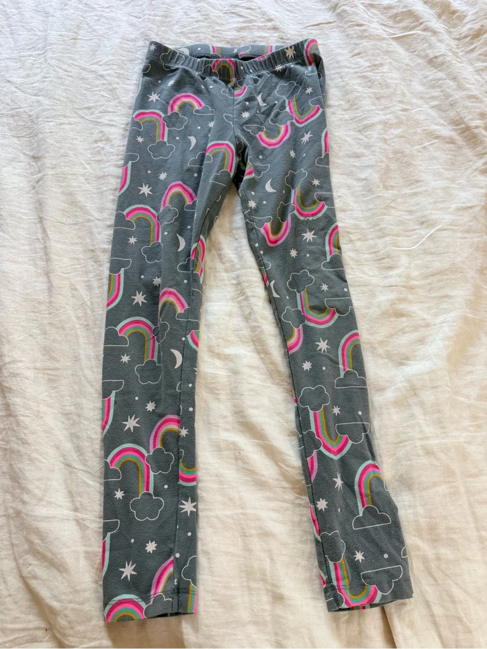 Cat & Jack Gray Leggings with Pink and Rainbow Print